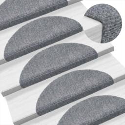 Berkfield Home Self-adhesive Stair Mats 10 pcs Light Grey 56x17x cm Needle Punch - Size: Medium - thumbnail 6