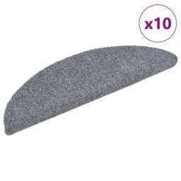 Berkfield Home Self-adhesive Stair Mats 10 pcs Light Grey 56x17x cm Needle Punch - Size: Medium - thumbnail 2