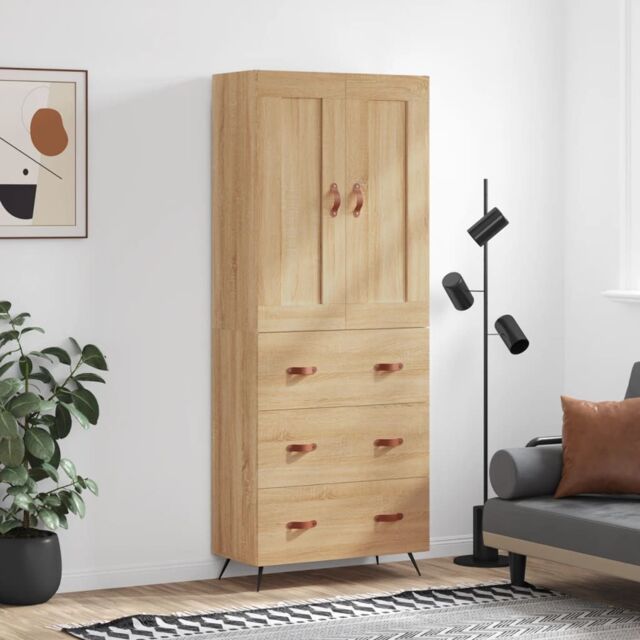 Berkfield Home Highboard Sonoma Oak 69.5x34x180 cm Engineered Wood in Brown - image 1