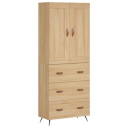 Berkfield Home Highboard Sonoma Oak 69.5x34x180 cm Engineered Wood in Brown - thumbnail 2