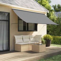 Berkfield Home Retractable Awning Anthracite 300x150 cm Fabric & Steel in Dark Grey - thumbnail 2