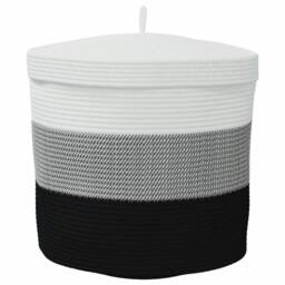 Berkfield Home Storage Basket with Lid White & Black √ò40x35 cm Cotton - Size: 40x35 cm - thumbnail 6