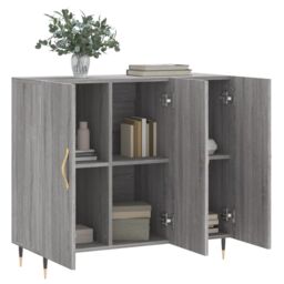 Berkfield Home Sideboard Grey Sonoma 90x34x80 cm Engineered Wood - Size: 90 x 34 x 80 cm - thumbnail 4