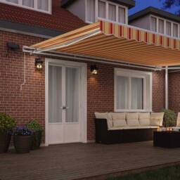Berkfield Home Manual Retractable Awning with LED Yellow & Orange 500x300 cm - thumbnail 3