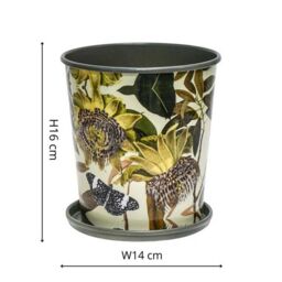 Royal Botanic Gardens Kew Kew Botanical Retreat Planter With Saucer 14Cm - Metal - Detachable Saucer - Perfect For Gifting ✨ in Green - thumbnail 8