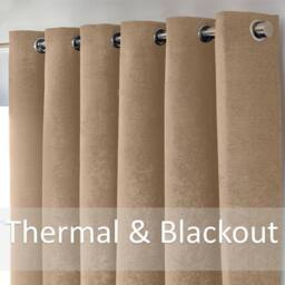 Luxury Living Chenille Blackout Eyelet Curtains Thermal Triple Weave Pair in Beige - Size: 168 cm width x 229 cm drop - thumbnail 3