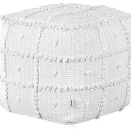 Wyld and Coco Nest Pouffe — White Cotton Beads 40 x 40 x 40 cm Boho Pattern - thumbnail 2