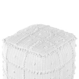 Wyld and Coco Nest Pouffe — White Cotton Beads 40 x 40 x 40 cm Boho Pattern - thumbnail 3
