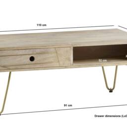 Wyld Haus Bali Mango Wood Coffee Table Light Natural Finish Gold Inlays in Brown - thumbnail 5