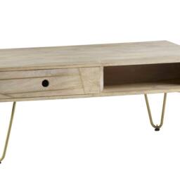 Wyld Haus Bali Mango Wood Coffee Table Light Natural Finish Gold Inlays in Brown - thumbnail 4