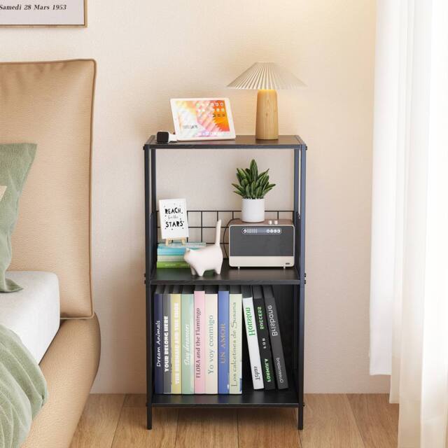 Huhote 3Tier Vinyl Record Player Stand Storage Side End Table Display Rack in Black - image 1