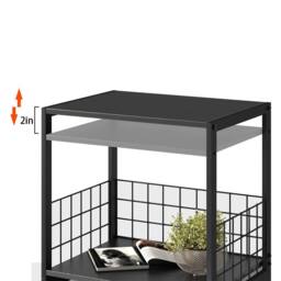 Huhote 3Tier Vinyl Record Player Stand Storage Side End Table Display Rack in Black - thumbnail 8