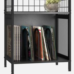 Huhote 3Tier Vinyl Record Player Stand Storage Side End Table Display Rack in Black - thumbnail 9