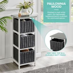 LIVIVO 3 Drawer 'Habi' Scandi Style Bedside Storage Cabinet - Large in Black - thumbnail 5