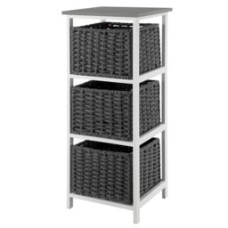 LIVIVO 3 Drawer 'Habi' Scandi Style Bedside Storage Cabinet - Large in Black - thumbnail 1