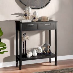 Rafaelo Mobilia Industrial Console Table With 2 Fabric Drawers in Black - thumbnail 4