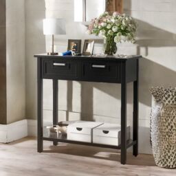 Rafaelo Mobilia Industrial Console Table With 2 Fabric Drawers in Black - thumbnail 2