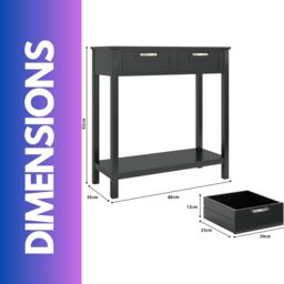 Rafaelo Mobilia Industrial Console Table With 2 Fabric Drawers in Black - thumbnail 6