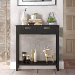 Rafaelo Mobilia Industrial Console Table With 2 Fabric Drawers in Black - thumbnail 3