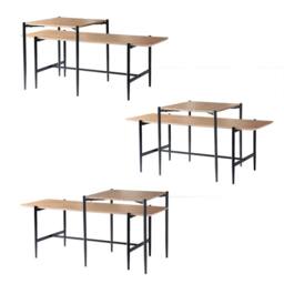 CALICOSY Set Of 2 Nesting Coffee Tables In Oak Finish With Black Metal Legs in Light Brown - Size: 2 Person - thumbnail 5