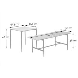 CALICOSY Set Of 2 Nesting Coffee Tables In Oak Finish With Black Metal Legs in Light Brown - Size: 2 Person - thumbnail 3
