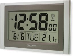 Acctim Stratus Digital Wall / Desk Clock Radio Controlled Tabletop LCD Display Date & Thermometer in Silver - thumbnail 5
