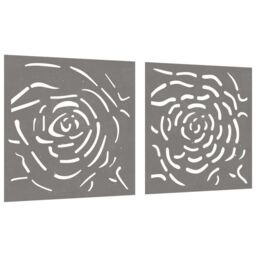 Berkfield Home Garden Wall Decorations 2 pcs 55x55 cm Corten Steel Rose Design in Brown - thumbnail 3