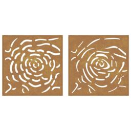 Berkfield Home Garden Wall Decorations 2 pcs 55x55 cm Corten Steel Rose Design in Brown - thumbnail 5