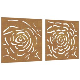 Berkfield Home Garden Wall Decorations 2 pcs 55x55 cm Corten Steel Rose Design in Brown - thumbnail 2