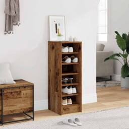 Berkfield Home Shoe Cabinet Old Wood 32x35x92 cm Engineered Wood in Brown - Size: 32 x 35 x 92 cm - thumbnail 2