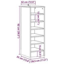 Berkfield Home Shoe Cabinet Old Wood 32x35x92 cm Engineered Wood in Brown - Size: 32 x 35 x 92 cm - thumbnail 9