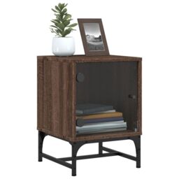 Berkfield Home Bedside Cabinets with Glass Doors 2 pcs Brown Oak 35x37x50 cm - Size: 35 x 37 x 50 cm - thumbnail 6