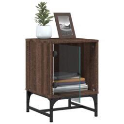Berkfield Home Bedside Cabinets with Glass Doors 2 pcs Brown Oak 35x37x50 cm - Size: 35 x 37 x 50 cm - thumbnail 5