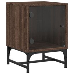 Berkfield Home Bedside Cabinets with Glass Doors 2 pcs Brown Oak 35x37x50 cm - Size: 35 x 37 x 50 cm - thumbnail 4