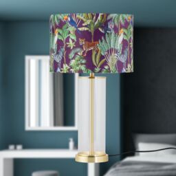 First Choice Lighting Aura - Satin Brass Table Lamp with Safari Velvet Shade in Gold - thumbnail 7