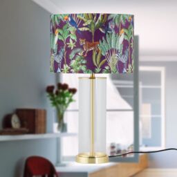 First Choice Lighting Aura - Satin Brass Table Lamp with Safari Velvet Shade in Gold - thumbnail 8