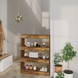 Berkfield Home Book Cabinet/Room Divider Smoked Oak 80x30x103 cm Engineered wood in Brown - Size: 80 x 30 x 103 cm - thumbnail 1