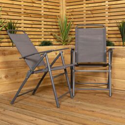 Samuel Alexander Outdoor 6 Seater Glass Top Table & Chairs Patio Set with Parasol in Grey - thumbnail 8