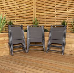 Samuel Alexander Outdoor 6 Seater Glass Top Table & Chairs Patio Set with Parasol in Grey - thumbnail 9