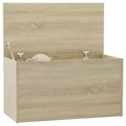 Berkfield Home Storage Chest Sonoma Oak 84x42x46 cm Engineered Wood in Brown - Size: 84 x 42 x 46 cm - thumbnail 3