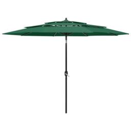 Berkfield Home Harmful 3-Tier Parasol with Aluminium Pole Green 3 m - thumbnail 2