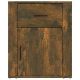 Berkfield Home Bedside Cabinet Smoked Oak 50x36x60 cm Engineered Wood in Brown - Size: 50 x 36 x 60 cm - thumbnail 6
