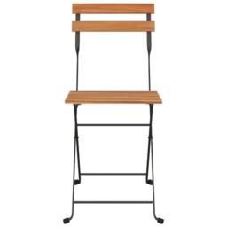 Berkfield Home Beautiful Folding Bistro Chairs 4 pcs Solid Wood Teak & Steel in Brown - thumbnail 4