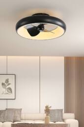 H&O Direct Industrial Style Ceiling Mount Fan with LED Light in Black - thumbnail 3
