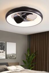 H&O Direct Industrial Style Ceiling Mount Fan with LED Light in Black - thumbnail 1