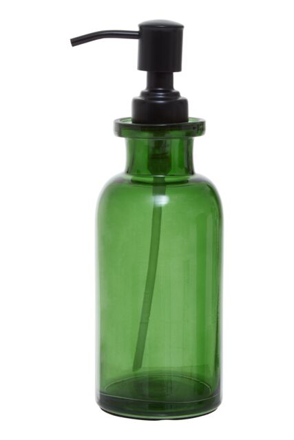 Orsina Green Glass Soap Dispenser With Pump & Vintage-Inspired Design, Stylish Refillable Dispenser For Liquid - image 1
