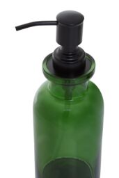 Orsina Green Glass Soap Dispenser With Pump & Vintage-Inspired Design, Stylish Refillable Dispenser For Liquid - thumbnail 3