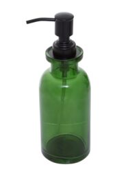 Orsina Green Glass Soap Dispenser With Pump & Vintage-Inspired Design, Stylish Refillable Dispenser For Liquid - thumbnail 4