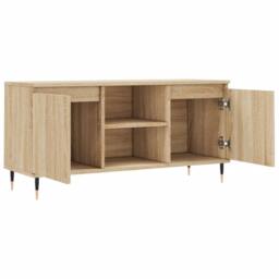 Berkfield Home TV Cabinet Sonoma Oak 104x35x50 cm Engineered Wood in Light Oak - Size: 104 x 35 x 50 cm - thumbnail 6
