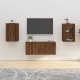 Berkfield Home Wall Mounted TV Cabinets 2 pcs Brown Oak 40x34.5x60 cm - thumbnail 2
